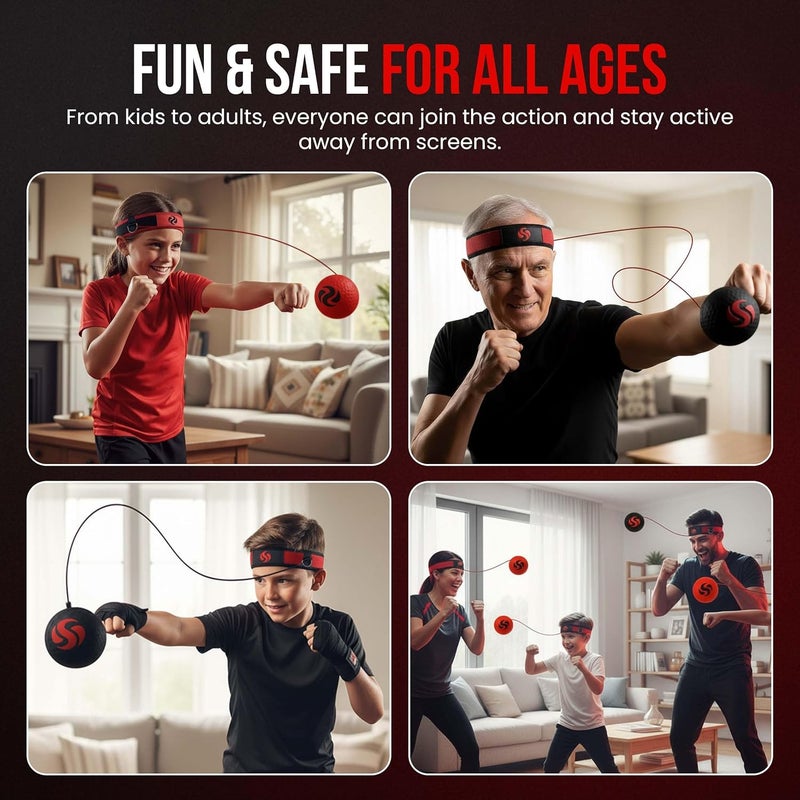 Soul Shift - Boxing Reflex Ball – Dual Competition Set | 2 Adjustable Headbands + 2 Training Balls + App Included | Speed, Agility & Hand-Eye Coordination for Adults & Kids | MMA Training Equipment - Image 4